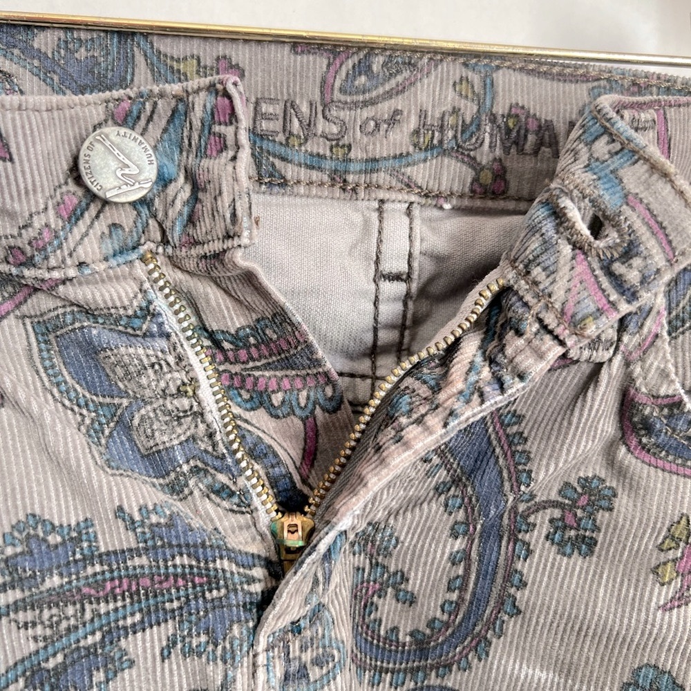 Citizens of Humanity Paisley Corduroy Skinny Jeans SZ 25 Grey Boho Hipster - Picture 5 of 13